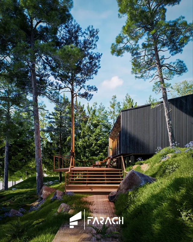 Forest-line Cabin architectural visualization